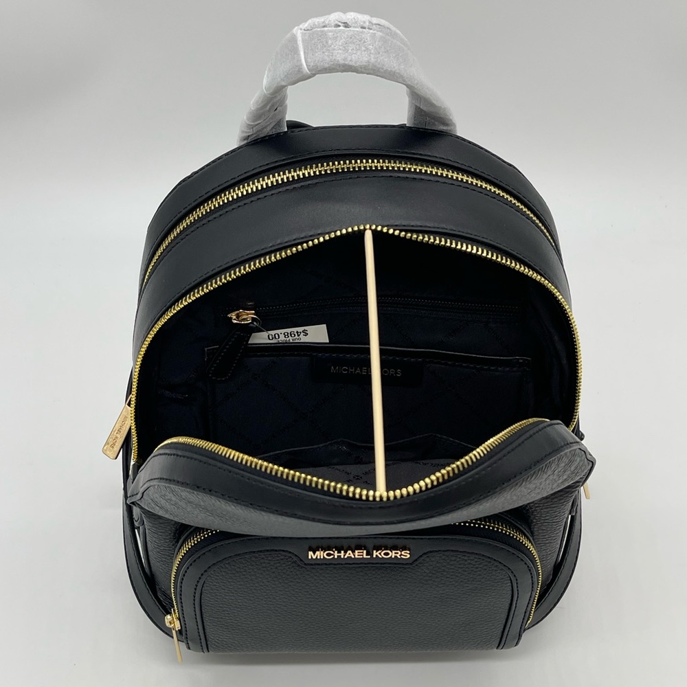 Michael Kors Jaycee Medium Pebbled Leather Backpack Black - Picture 9 of 12